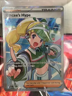 Pokemon TCG Trainer Emcee's Hype Ultra Rare Holo Card 220/182 CO29 - Image 1