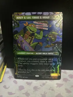 Mikey & Leo, Chaos & Order 247 MTG: Teenage Mutant Ninja Turtles Borderless Foil - Image 1
