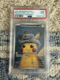2023 POKEMON SVP POKEMON X VAN GOGH PROMO #085 PIKACHU WITH GREY FELT HAT PSA 9 - Image 1