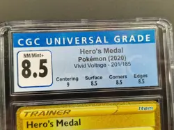 Hero's Medal 201/185 Vivid Voltage Gold Full art Rare Pokemon Card CGC Grade 8.5 - Image 3