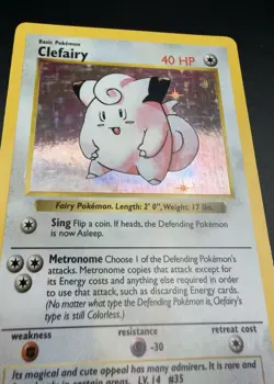 Pokemon Clefairy Shadowless 005/102 Base Set Holo Rare Card LP / NM - Image 3