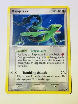 Pokemon Rayquaza EX Deoxys 22/107 Rare 80 HP Basic 2005 Vintage Card - Image 1