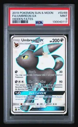 2019 Pokemon Sun & Moon Hidden Fates Shiny Umbreon GX #SV69 PSA 9 MINT - Image 1