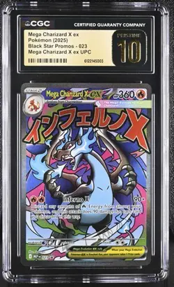 2025 POKEMON MEP EN-ME BLACK STAR PROMO #023 MEGA CHARIZARD X EX CGC 10 PRISTINE - Image 1