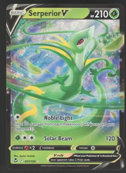 Serperior V 007/195 Ultra Rare Pokemon TCG SWSH12: Silver Tempest NM - Image 1