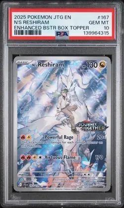 Pokemon N's Reshiram 167/159 Journey Together Stamped Box Topper PSA 10 - Image 1