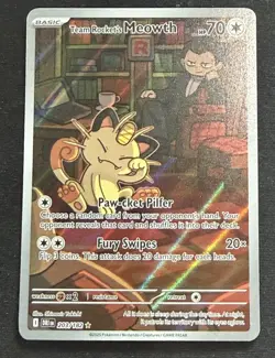 Team Rocket’s Meowth 203/182 Destined Rivals Illustration Rare Holo Pokemon - Image 1