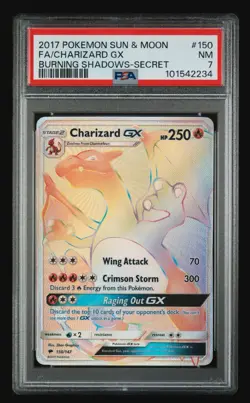 2017 POKEMON SUN & MOON BURNING SHADOWS 150/147 FULL ART/CHARIZARD GX PSA 7 - Image 1