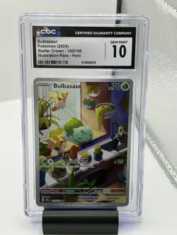 2024 Pokemon Bulbasaur Illustration Rare Stellar Crown 143/142 CGC 10 GEM MINT - Image 1