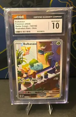 CGC 10 GEM Mint Bulbasaur 143/142 Pokemon Stellar Crown Illustration Rare 🍃 - Image 1