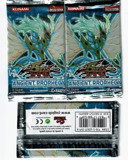 YUGIOH PACKS " ANCIENT PROPHECY " 3 PACK LOT OOP NICE 9 CARDS PER PACK - Image 1
