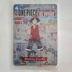 Bandai Monkey.D.Luffy P-055 Promo College Basketball One Piece CCG Card - Image 1