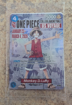 Monkey.D.Luffy College Basketball US Voyage P-055 One Piece Promo Sealed - Image 1