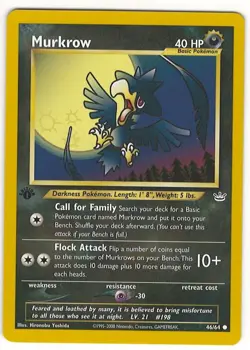 1ST EDITION POKEMON MURKROW 46/64 NEO REVELATION POKEMON Card – NEAR MINT MINT - Image 1