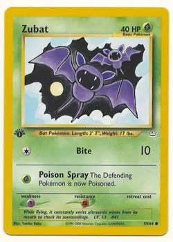 1ST EDITION POKEMON ZUBAT 59/64 NEO REVELATION POKEMON Card – NEAR MINT / MINT ! - Image 1
