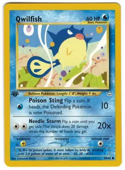 1ST EDITION POKEMON QWILFISH 49/64 NEO REVELATION POKEMON Card – NEAR MINT MINT - Image 1
