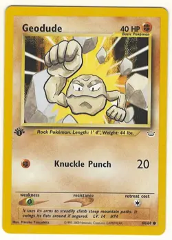 1ST EDITION POKEMON GEODUDE 44/64 NEO REVELATION POKEMON Card NEAR MINT- MINT - Image 1