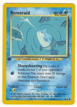 1ST EDITION POKEMON REMORAID 50/64 NEO REVELATION POKEMON Card – NEAR MINT MINT - Image 1