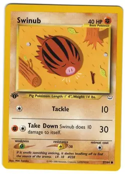 1ST EDITION POKEMON SWINUB 57/64 NEO REVELATION POKEMON Card NEAR MINT- MINT - Image 1