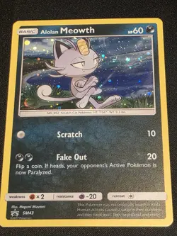 Allan Meowth Sm43 Black Star Promo Pokemon Card Near Mint Condition - Image 2