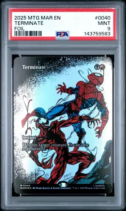 Terminate FOIL MAR 0040 PSA 9 MINT (MTG Marvel Universe Eternal 2025) Spider-Man - Image 1
