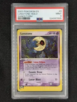Pokemon Lunatone EX Sandstorm Holo Rare #8 PSA 9 Mint - Image 1