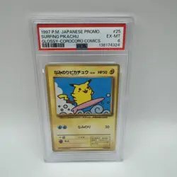 1997 POKEMON JAPANESE COROCORO COMICS PROMO #25 SURFING PIKACHU-GLOSSY PSA 6 - Image 1