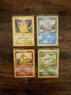Pokemon TCG Pikachu, Squirtle, Charmander & Bulbasaur Base Set Lot - Image 1
