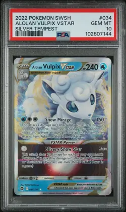 2022 Pokemon Silver Tempest #034 Alolan Vulpix VSTAR - PSA GEM MT 10 - Image 1