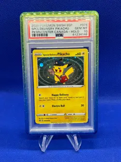 Pokemon Center Canada Special Delivery Pikachu SWSH074 #074 Promo PSA 10 W Guard - Image 1