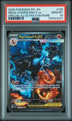 2025 POKEMON PFL EN-PHANTASMAL FLAMES #125 MEGA CHARIZARD X EX PSA 10 - Image 1