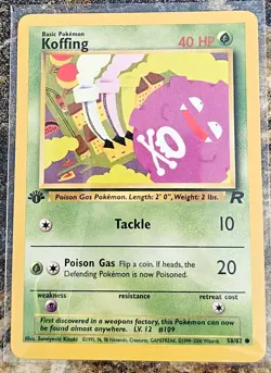 Pokemon 2000 Team Rocket Koffing 1st Edition 58 NM or better - Image 1