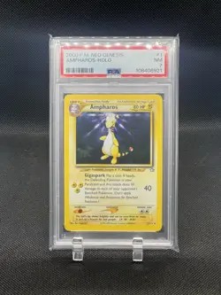 2000 Pokemon PM Neo Genesis Ampharos Holo #1 Near Mint PSA 7 - Image 1
