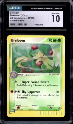 2003 Pokemon EX Sandstorm Breloom-Reverse Foil #33 CGC 10 GEM MINT - Image 1