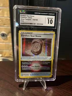 Earthen Seal Stone 154/195 CGC 10 Sword & Shield Silver Tempest Pokemon Slab - Image 1