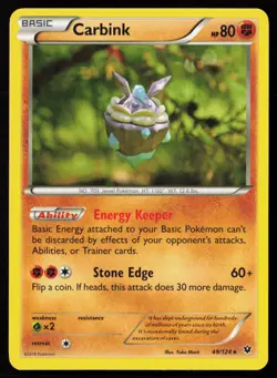 Carbink (Yuka Morii Clay) 49/124 Regular Pokemon TCG XY - Fates Collide LP - Image 1