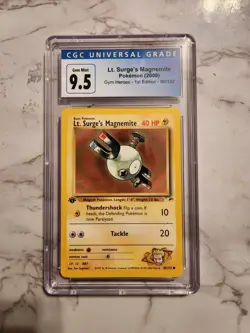 🔥2000 Pokemon Lt. Surge's Magnemite 1st Edition Gym Heroes CGC 9.5 🔥 - Image 1