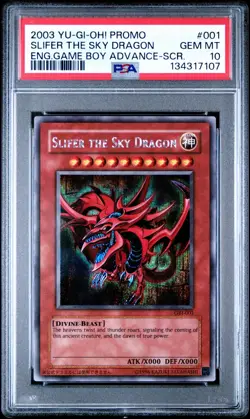 2003 SLIFER THE SKY DRAGON GBI-001 SECRET RARE SCR PSA 10 GEM MINT YU-GI-OH! - Image 1