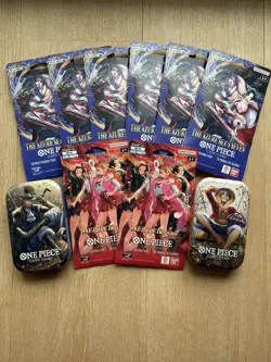 One Piece Lot Of 8 Booster Packs And 2 Tin Sets - Image 1