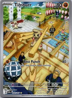 Timburr 183/167 Illustration Rare - Twilight Masquerade - Full Art IR NM Pokemon - Image 1