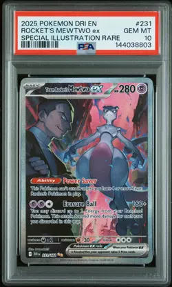 2025 POKEMON DRI EN-DESTINED RIVALS #231 TEAM ROCKET'S MEWTWO EX PSA 10 - Image 1