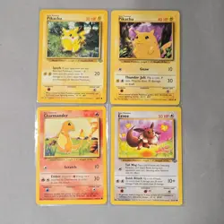 Vintage 1995 Pokemon Base Set, jungle 4x Cards, FAT Pikachu Charmander Eevee - Image 1