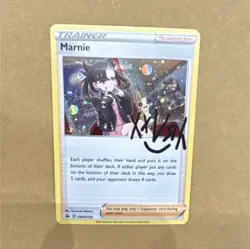 2 identical Pokemon Marnie Trainer Supporter Promo Holo SWSH120 Autographed Card - Image 1