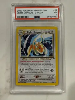 Pokemon Neo Destiny Holo Rare Card Light Dragonite 14/105 PSA 7 - Image 1