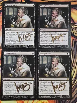 Thoughtseize x4 - Theros (Shadow Signed by Artist) Magic the Gathering MTG! - Image 1
