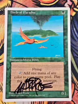 Birds of Paradise, 4th Edition MP (Signed by Artist) Magic the Gathering MTG - Image 1