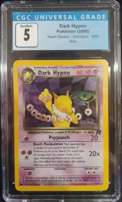 Dark Hypno 9/82 Team Rocket Unlimited Holo Rare CGC 5 Excellent Pokemon TCG - Image 1
