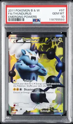 2011 POKEMON B&W EMERGING POWERS #97 FULL ART/THUNDURUS PSA 10 - Image 1