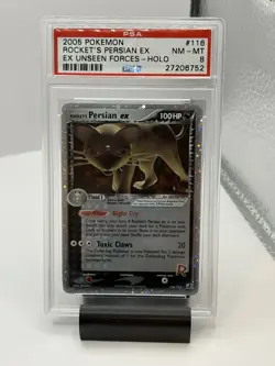 2005 Pokemon Rocket's Persian ex Unseen Forces 116/115 PSA 8 NM-MT - Image 1