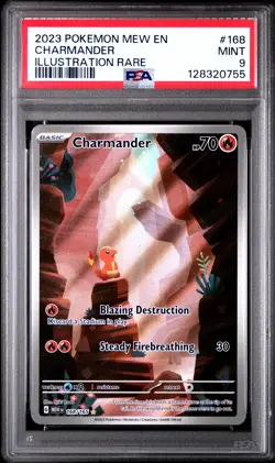 2023 POKEMON MEW EN-151 ILLUSTRATION RARE #168 CHARMANDER PSA 9 - Image 1